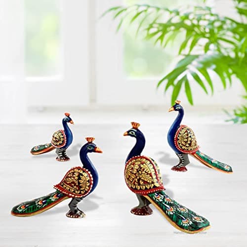 Handicrafts Paradise Wooden Handcrafted Painted Peacock Showpiece 4.5 x 3.5 inch