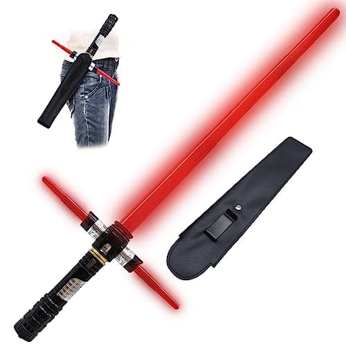 ANNDOFY Light Up Saber for Kids Red Light Swords with FX Sound Expandable Light Swords Set for Galaxy War Fighter Warriors Halloween Dress Up Party Christmas Birthday Present