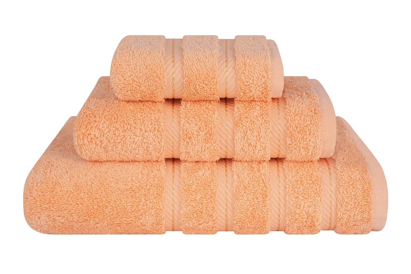 American Soft Linen Premium 3 Piece Towel Set, 1 Bath Towel 1 Hand Towel 1 Washcloth, 600 GSM 100% Cotton Turkish Towels for Bathroom, Peach Towel Set