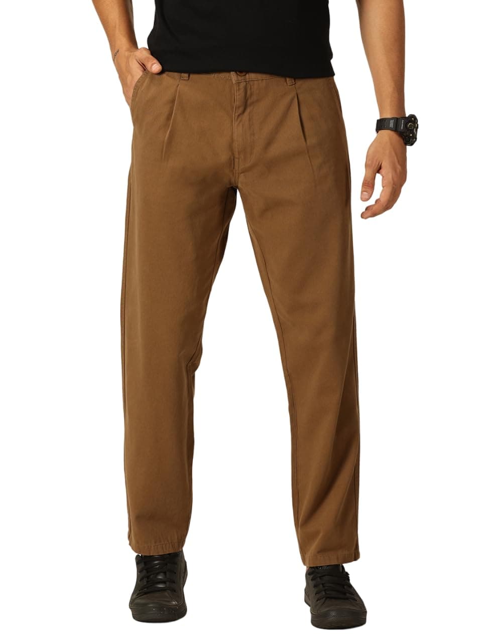 Thomas Scott Men 100% Cotton Straight Fit Chino Trouser (Dark Khaki, 30)
