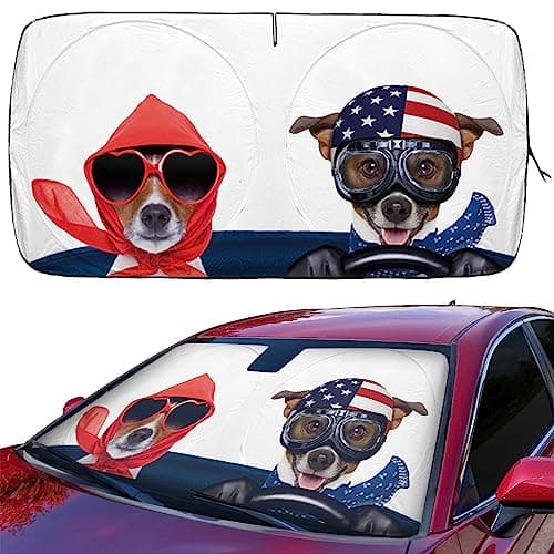 Car Sun Shade for Windshield Cute, Car Front Window Shades Funny Windshield Sun Shade Cover Foldable Cartoon Cool Sun Visor Shield for Most Sedans Protect Your Vehicle from UV Heat