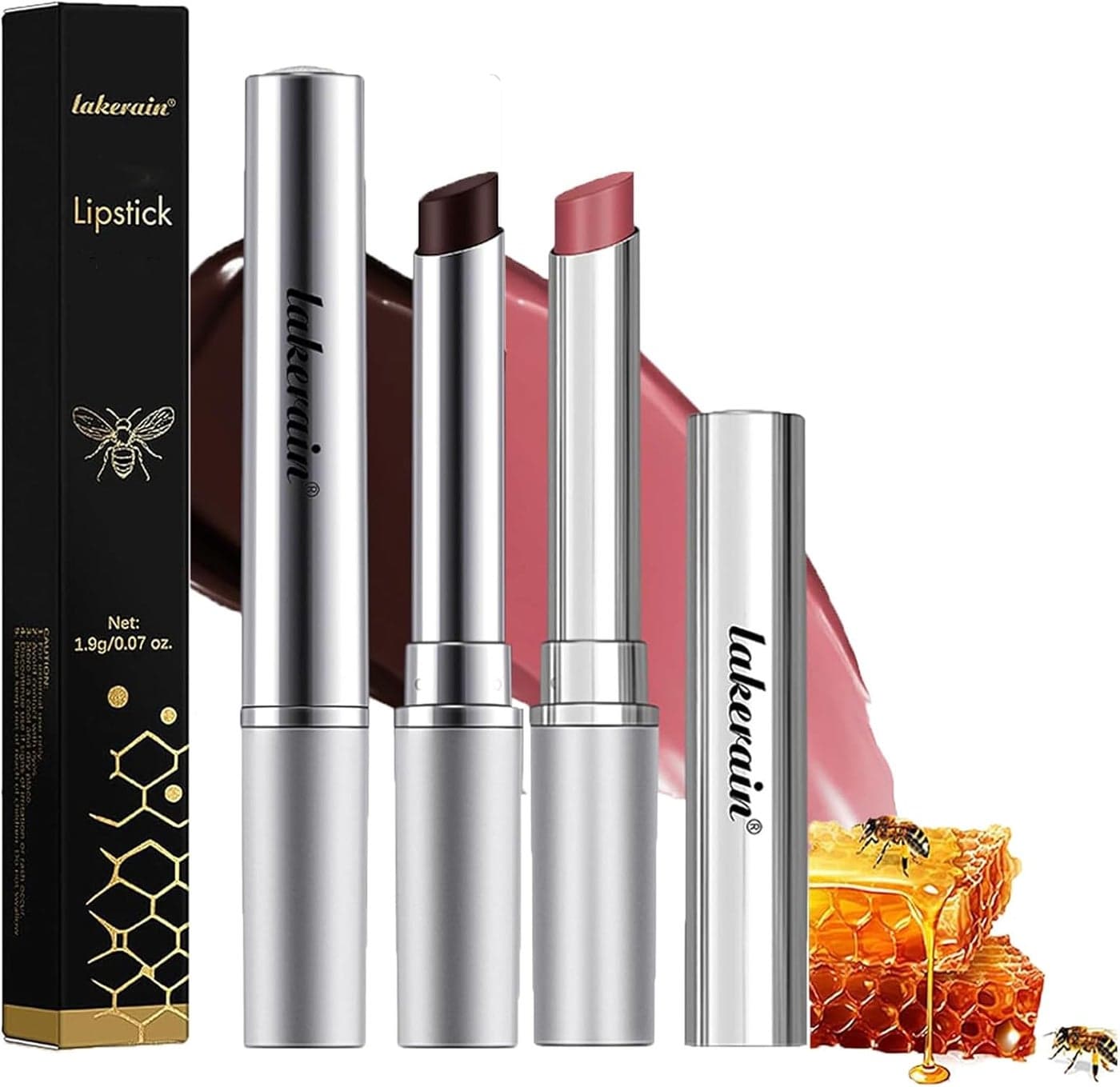 2PCS Almost Lipstick Tinted Lip Balm Hydrating Sheer Formula Lip Care Balm Black Honey Pink Honey Natural Glossy Finish Moisturizing Lipstick for Repairing Dry Lip Black Candy Pink Candy