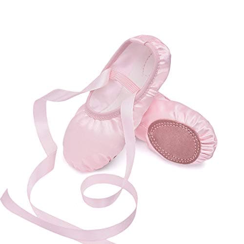 Stelle Ballet Shoes for Girls Satin/Ribbons Ballet Slippers Dance Shoes(Toddler/Little/Big Kids)(Pink,12ML)