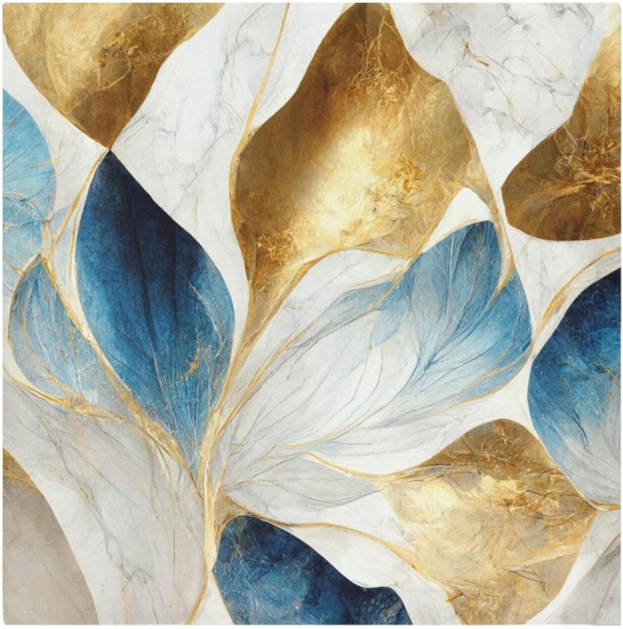 Abstract Luxury Blue Gold Marble Cloth Napkins 20 X 20 Inch Table Dinner Washable Napkins Set Polyester for Party Dinner DecorationSet of 6