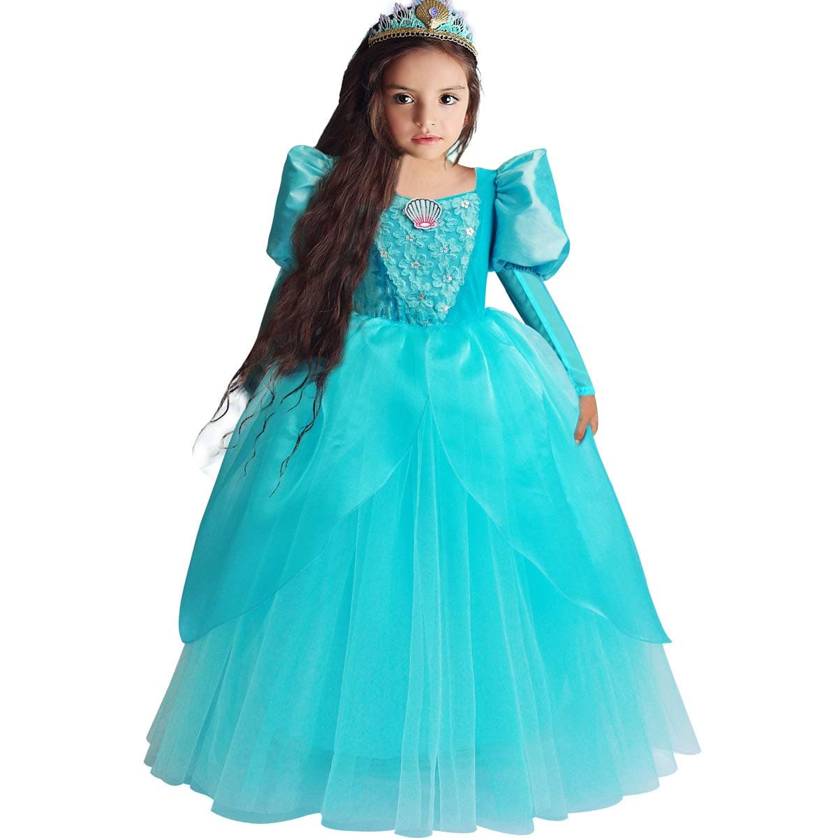 Little Mermaid Ariel Princess Dress Cinderella Halloween Costumes Dress Up Party Girls Cosplay Kids Ball Gown