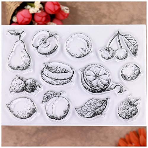KWELLAM Fruit Pear Cherry Apple Lemon Strawberry Clear Stamps for Card Making Decoration and DIY Scrapbooking