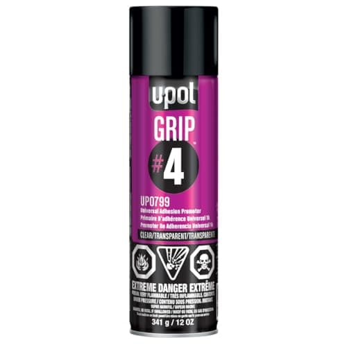 U-POL Grip#4 Universal Adhesion Promoter, Automotive Spray Paint, Durable & Long-Lasting, Easy-to-Use, Clear, 12 OZ
