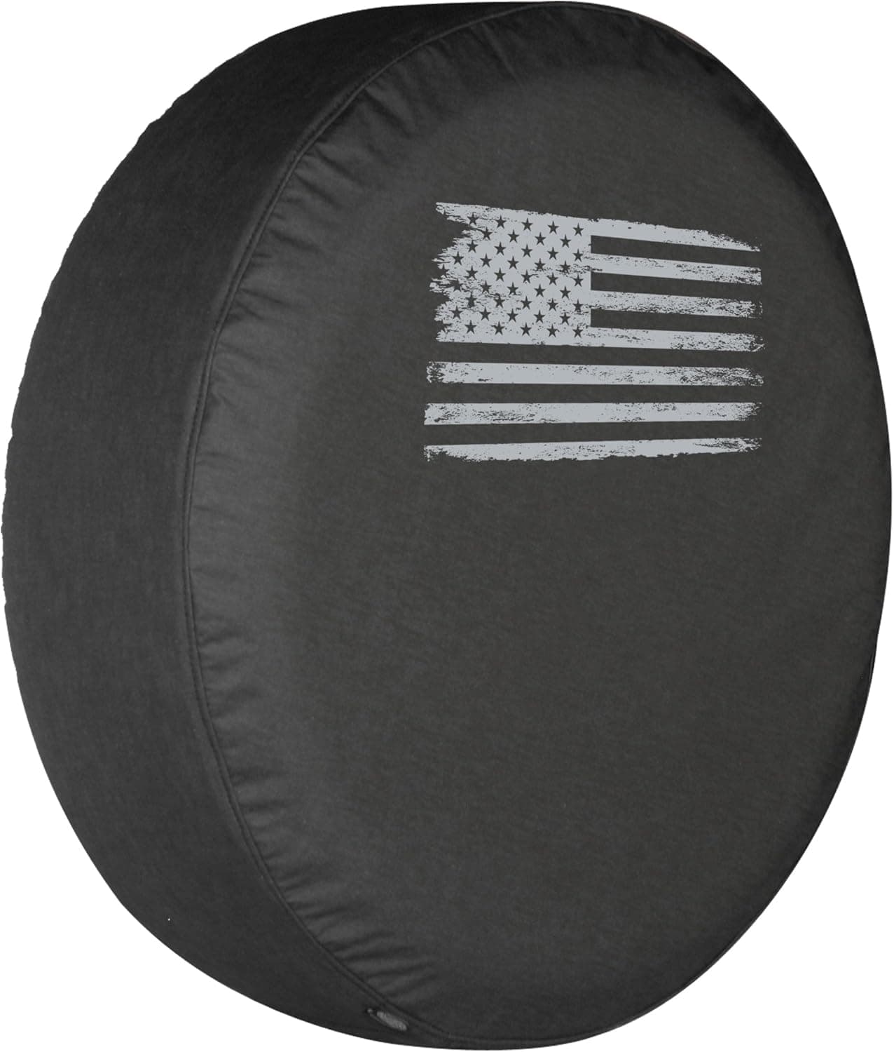 Boomerang 32" Distressed American Flag Spare Tire Cover - Black Denim Vinyl