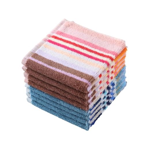 Oeleky Kitchen Dishcloths for Washing Dishes, Ultra Absorbent Dish Rags, Cotton Cleaning Cloths Pack of 8, 12x12 Inches (Wide Stirpe, 12x12 inch)