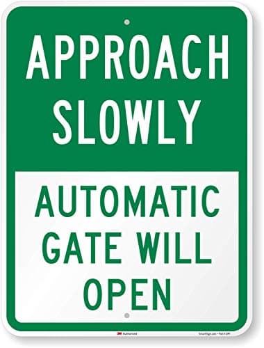 SmartSign - K-8285-EG-18x24 "Approach Slowly - Automatic Gate Will Open" Sign | 18" x 24" 3M Engineer Grade Reflective Aluminum Green on White