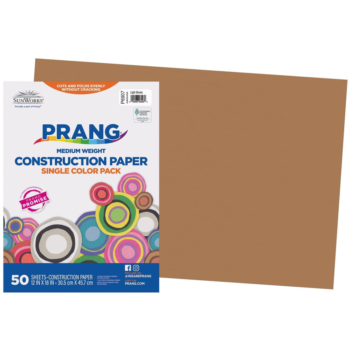 Prang Formerly SunWorks Construction Paper Light Brown 12 x 18 50 Sheets