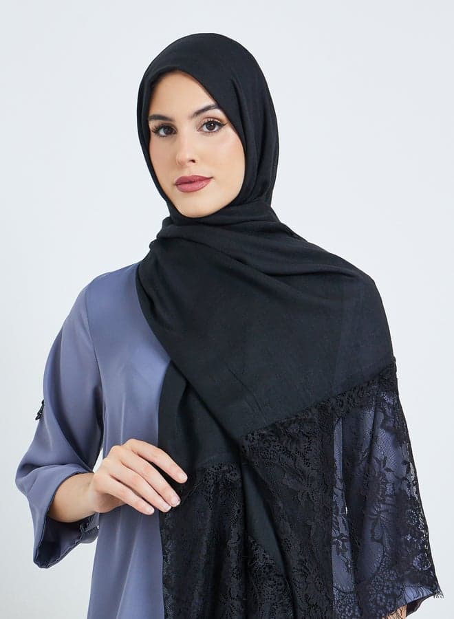 Black Lace Trim Hijab