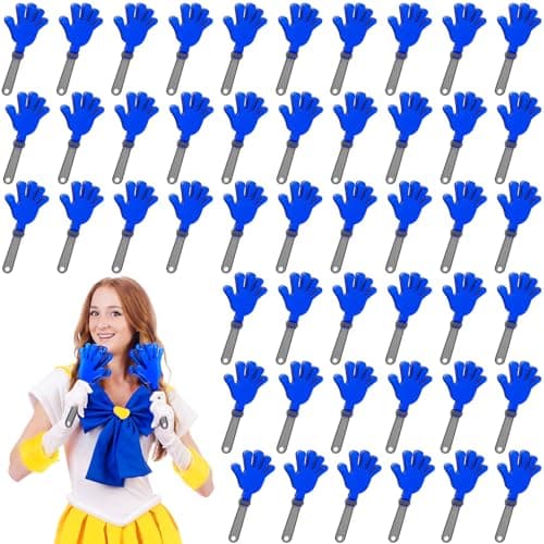 Junkin 48 Pcs Hand Clappers Bulk 7 5 x 3 5 Inches Noise Makers Party Favors Clapping Noise Maker Clacker for Birthdays Game Prizes Rewards Football Sporting Events Cheers Supplies Silver Blue