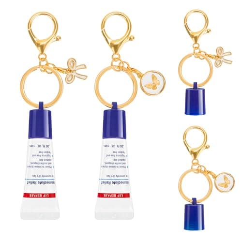 Maoolmht Keychain Holder Compatible with Aquaphor 0.35 oz Lip Repair, 2 Pack Portable Keychain Cap Compatible with Aquaphor Lip Balm (Blue)
