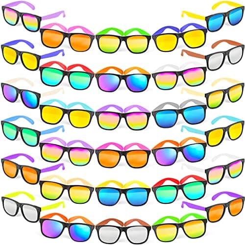32 Pack Sunglasses Bulk with UV Protection 16 colors Neon 80s Retro Plastic Sun Glasses Toy Summer Pool Party Favors Beach Party Supplies Gift for Birthday Goody Bag Filler School Classroom Prizes