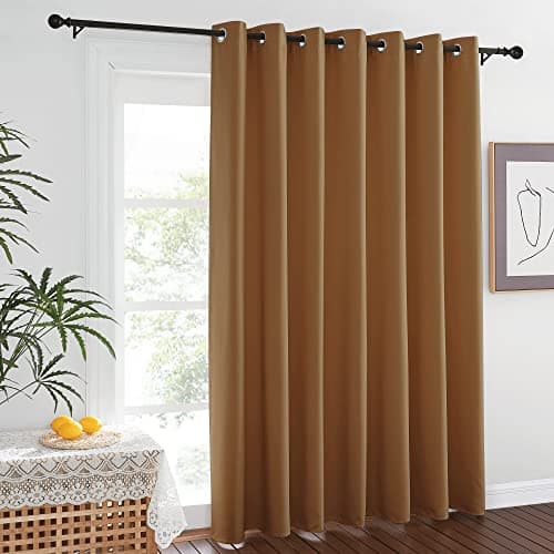 NICETOWN Patio Curtain for Sliding Glass Door - Grommet Blackout Thermal Curtain Room Darkening Sound Reducing Drape for Bedroom/Living Room (Gold Brown, 1 Panel, W100 x L84)