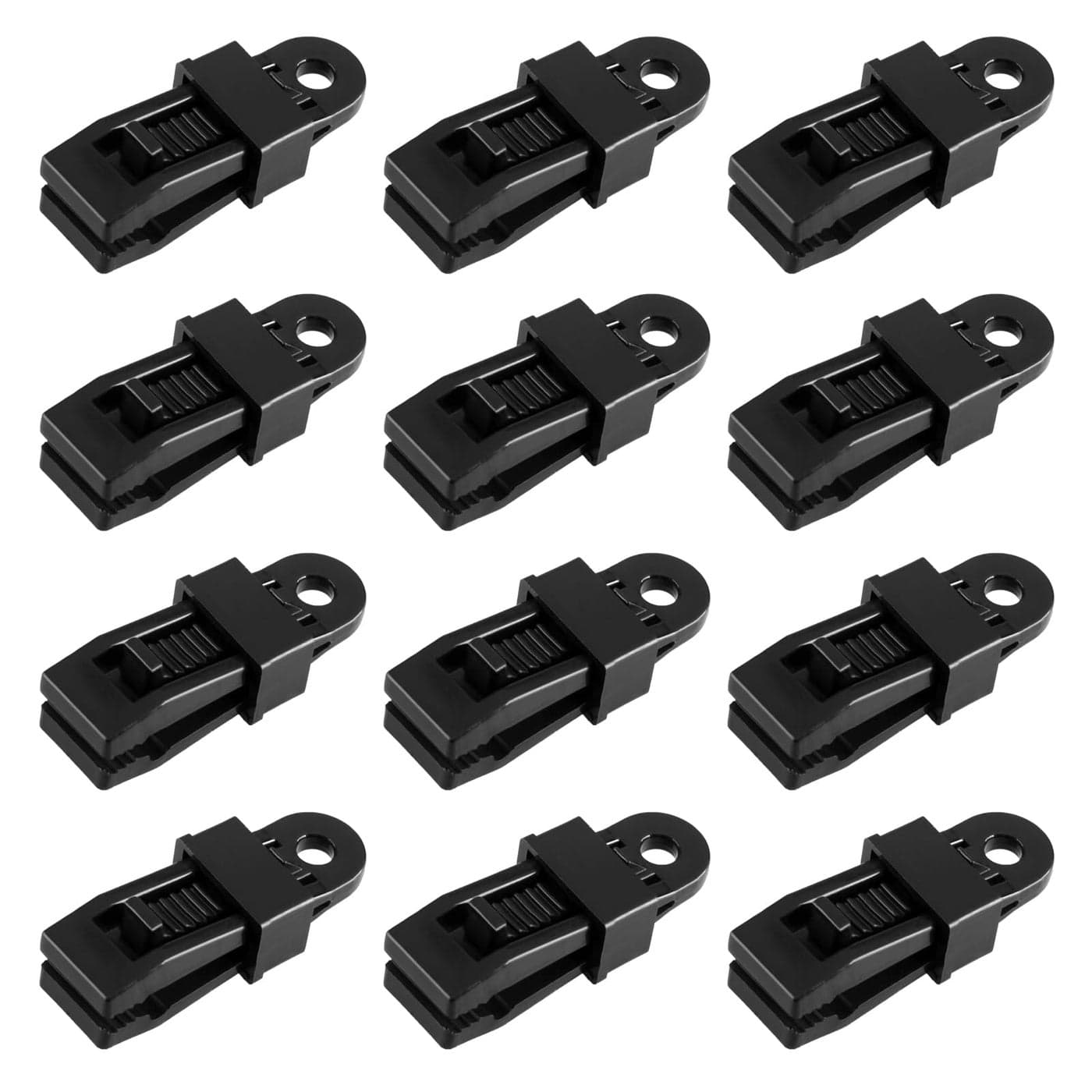 TRIWONDER Tarp Clips Heavy Duty Lock Grip Thumb Screw Tent Awning Tarp Clamps Set Reusable for Camping Canopy Outdoor Caravan Black 12 Pcs