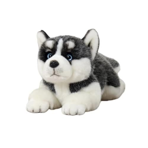 CUMATE 157 Siberian Husky Stuffed Dog Animal SimulationRealistic Lifelike Soft Handmade Lying Dog Plush Toy Puppy Present Gift for Boys and Girls