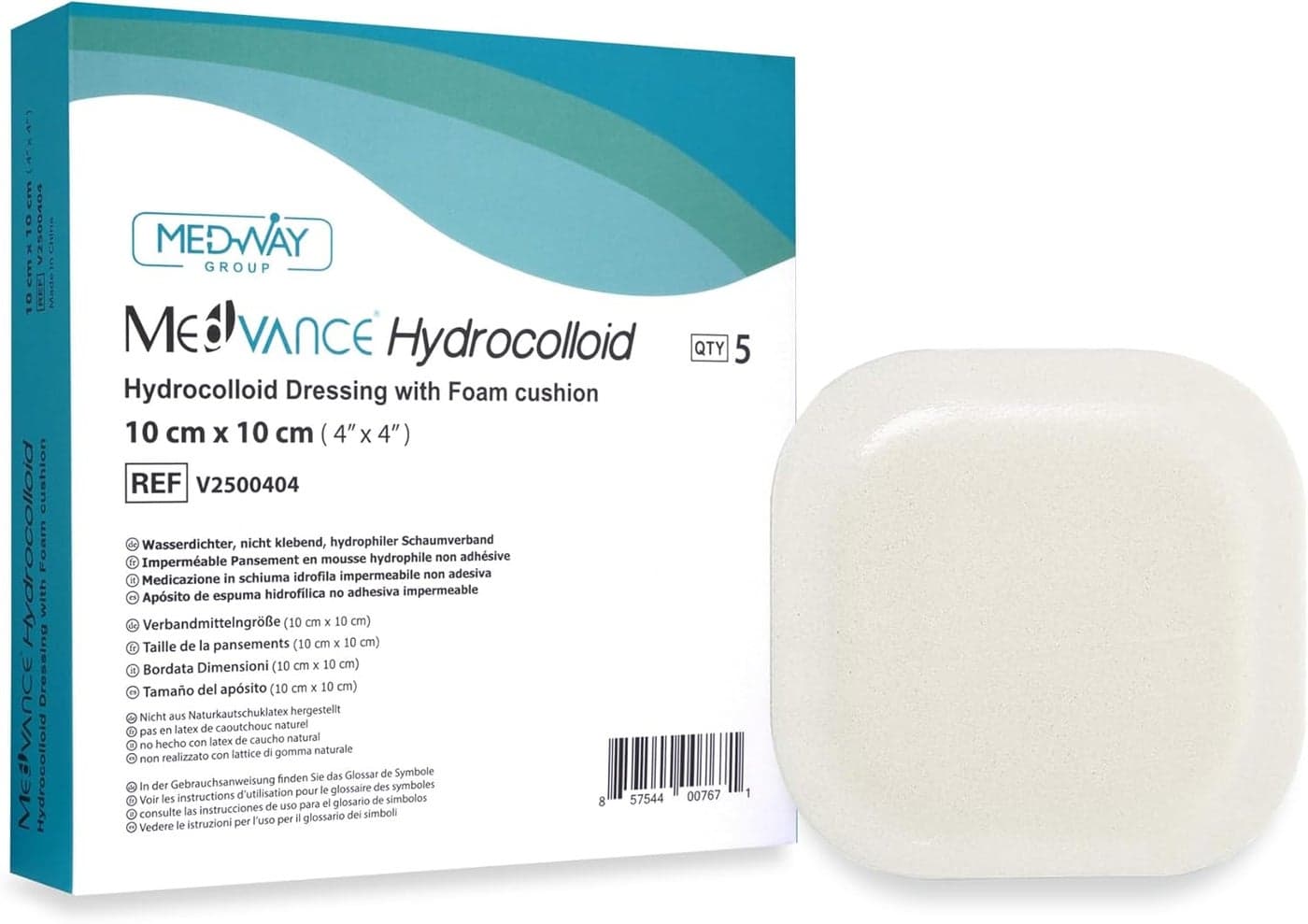 MedVance TM Hydrocolloid Bordered Hydrocolloid Adhesive Dressing with Foam Cushion 4X 4 Box of 5 dressings