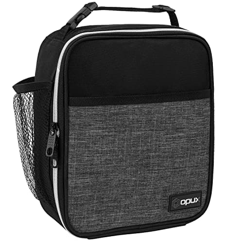 opux Premium Insulated Lunch Box, Soft School Lunch Bag for Kids Boys Girls, Leakproof Small Lunch Pail Men Women Work, Reusable Compact Cooler Tote Lunchbox for Office Adult, Heather Charcoal