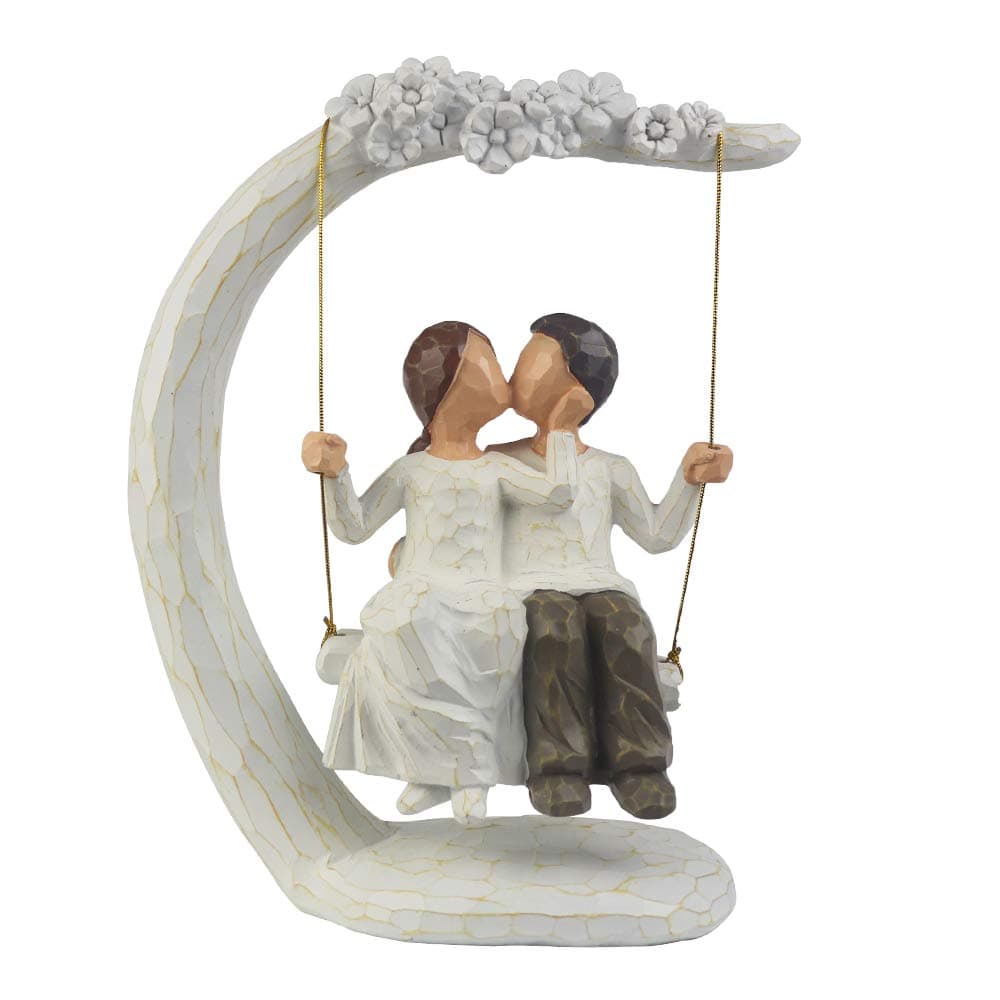 jinhuoba Romantic Gifts Couple Figurines in Love 9 Hand Painted Sweet Loving Together Couple Sculpture Statue to Remember Beautiful Moment Best Gifts for Valentines Day Anniversary Weddings