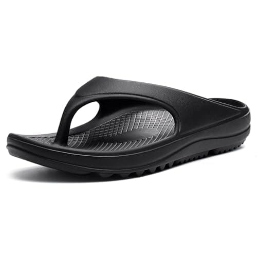 shevalues Orthopedic Sandals for Women Arch Support Recovery Flip Flops Pillow Soft Summer Beach Shoes, Black 40 (8.5-9 Women/7-7.5 Men)