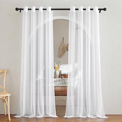 NICETOWN Voile White Sheer Curtains for Bedroom Grommet Light Filtering Elegant Panels Lightweight Breathable Window Treatments for Living Room W54 x L90 1 Pair