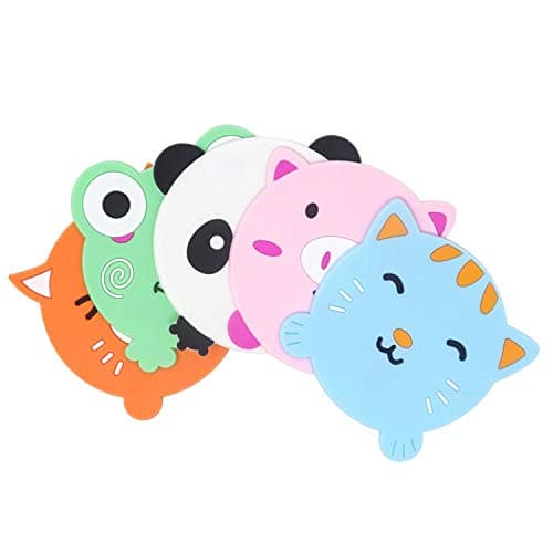 HARI - 5PCS Silicone Coaster Colorful Animal Coaster Cup Mat for Drinks Durable Non-Slip Hot Pads Protection Furniture Damage for Home and Kitchen Use.