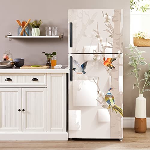 WallDaddy Fridge Stickers & Wall Stickers, Beautiful Fridge Decorative Sticker Wallpaper Poster (PVC Vinyl) Large Size (60x160 cm) (Sparrow World)-Self-Adhesive