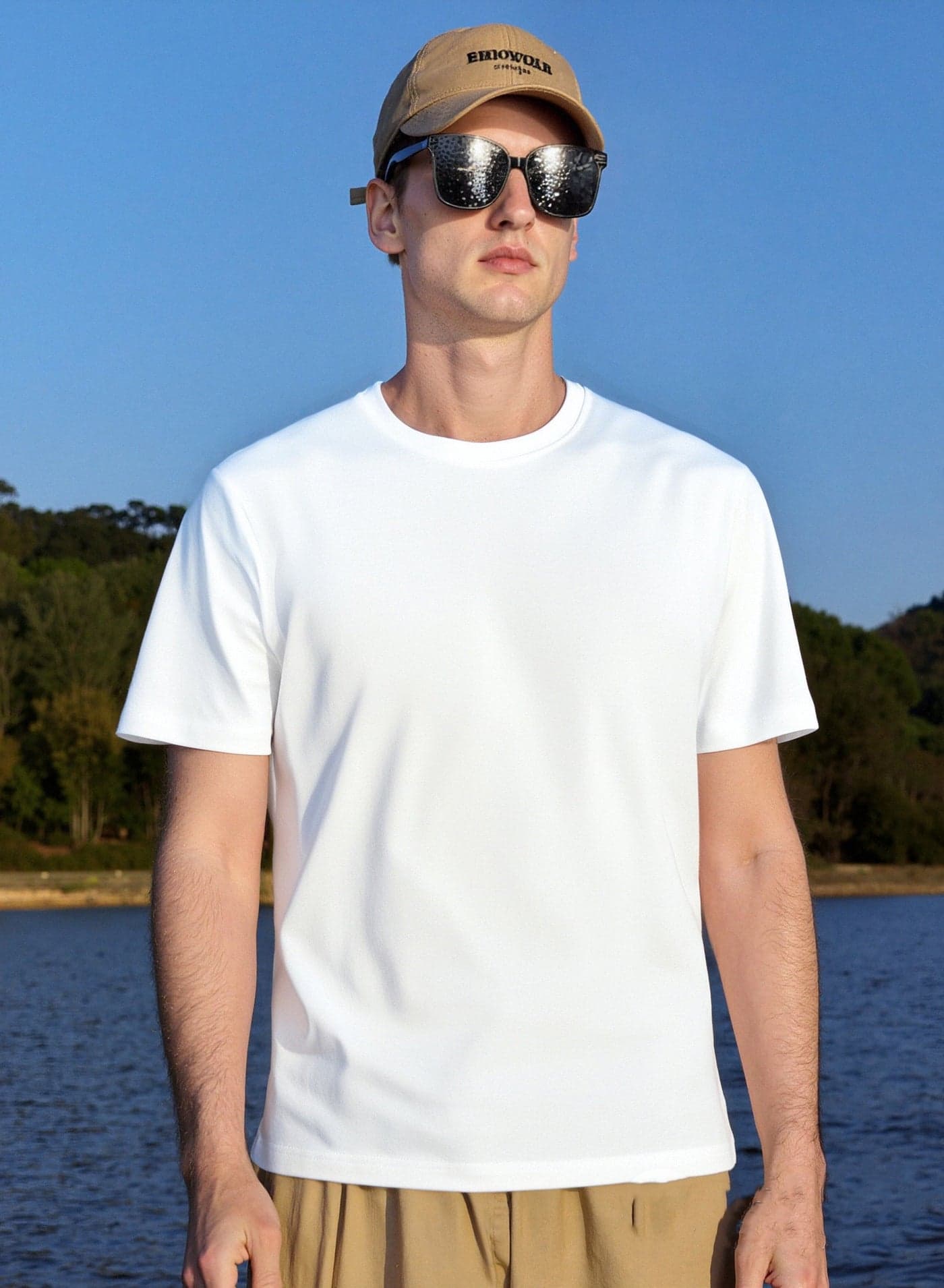 Crewneck T-Shirt Summer Solid Cotton Loose-fit T-Shirt Trendy Casual Short Sleeves