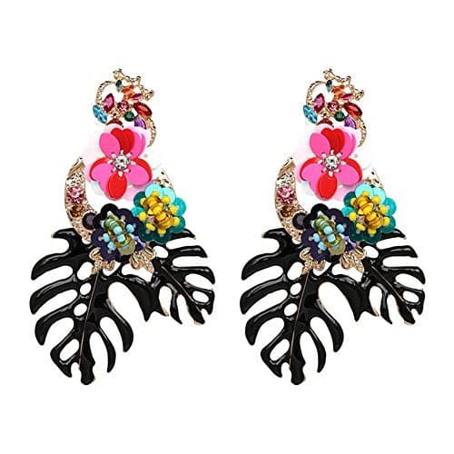 Lureme Gorgeous Colorful Sequin Flower Floral Leaf Stud Earrings for Women(er006023-4)