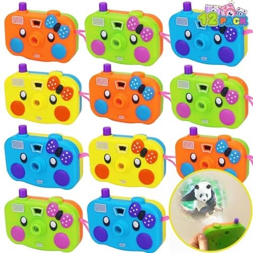 ArtCreativity 12Pcs Kids Toy Camera Projector with Images in Viewfinder Battery Operated Toddler Camera for Kids with Wild Animal Slides Kids Birthday Party Favor Safari Party Favors