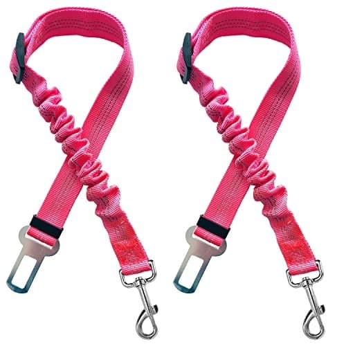 Yiaizhuo 2 Dog Car Harness Seatbelt Seat Belt Leash Travel Accessories Bungee Anti Shock Pet Cat Adjustable Lead Clip Safety Seats Belts Pink