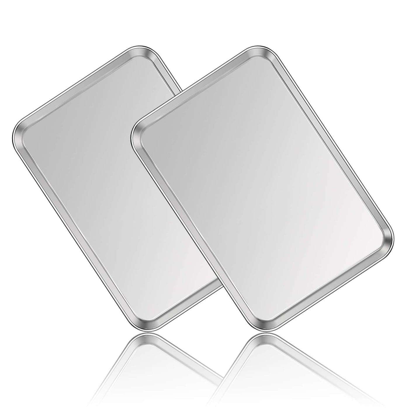 Stainless Steel Baking Sheet Set of 2 Deedro Cookie Sheet Metal Baking Pan Oven Tray Non Toxic Heavy Duty Rust Free Mirror Finish Easy Clean Dishwasher Safe 173 x 123 x 1 Inch