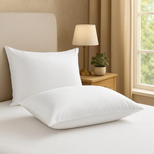 Welspun Easy Sleep Microfiber Pillow Set of 2 | Soft Density Neck Support Pillows for Back Sleepers | Luxurious Hotel-Style Pillow Fillers | 16 x 24 Inches | White