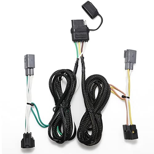 MECMO 4-Way Flat Trailer Wiring Harness 55363 for 1998-2006 Jeep Wrangler TJ Vehicle-Side 4 Pin Trailer Towing Hitch Wiring for Jeep TJ 4 Prong Trailer Light Plug, Plug & Play 4 Way Flat T-Connector