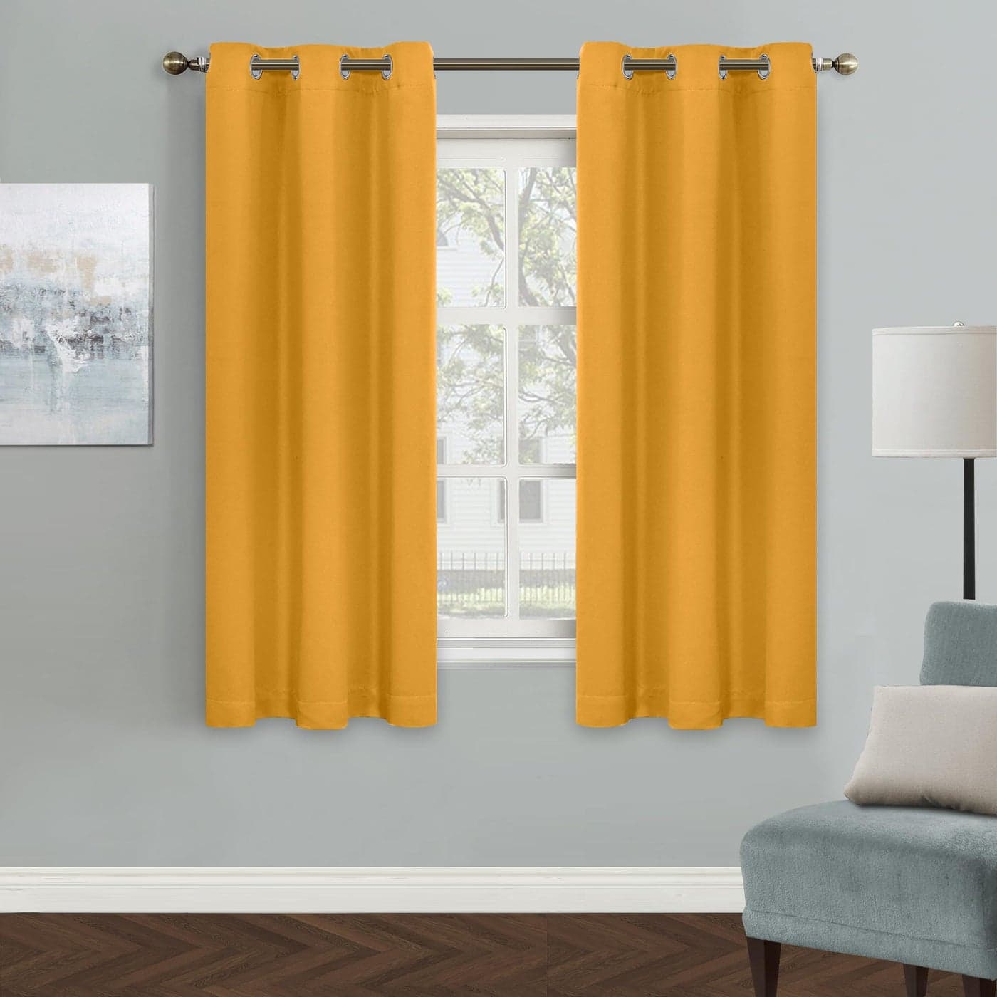 MYSKY HOME Grommet top Thermal Insulated Window Blackout Curtain for Girls Room 42 x 63 Inch Mustard Yellow 1 Panel