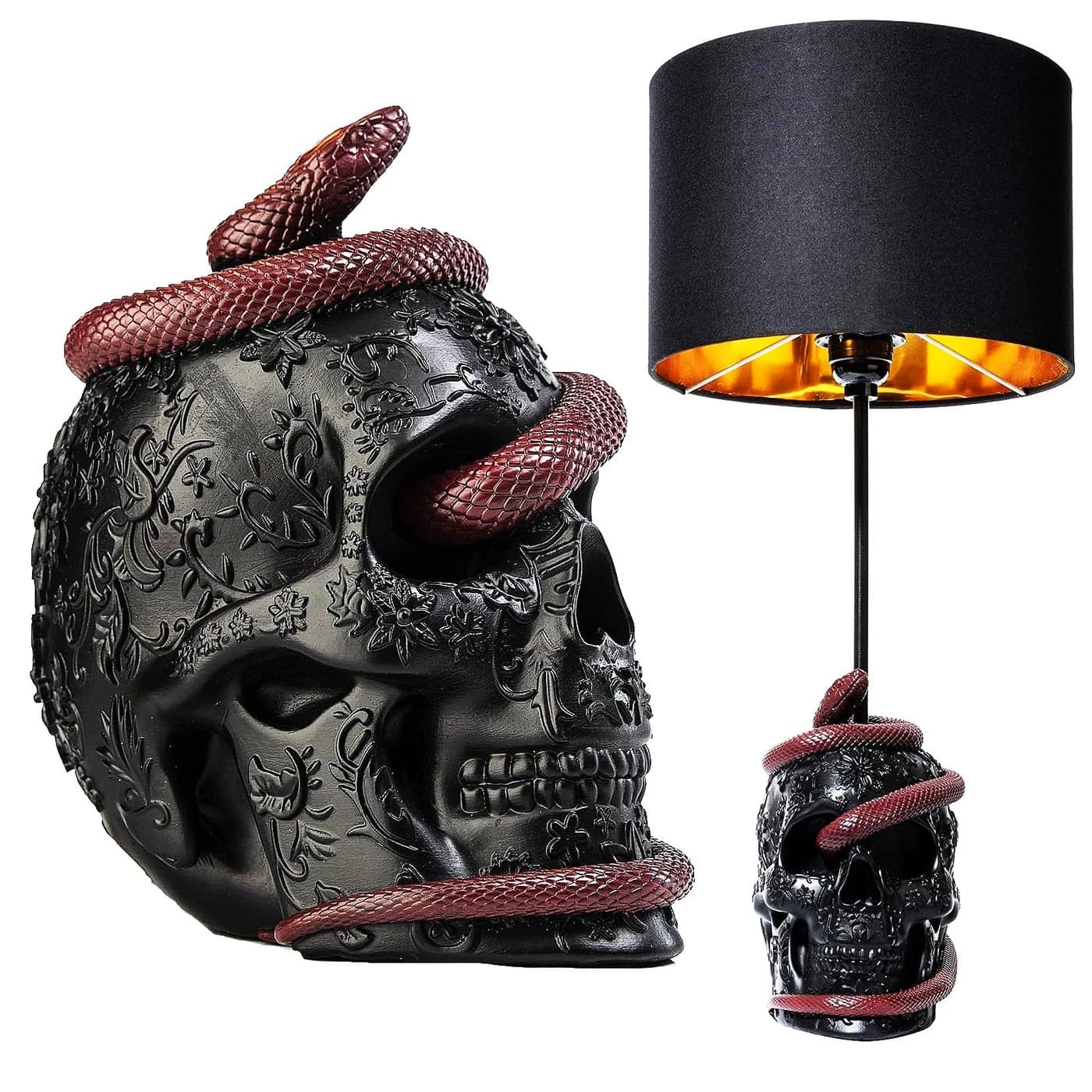GUTE Skull Snake Lamp 24 H Desk Table Lamp Gothic Lamp Skull Decoration Snake Figurine Unique Table Lamp Decor for Any Room Unique Novelty Gifts Decorations