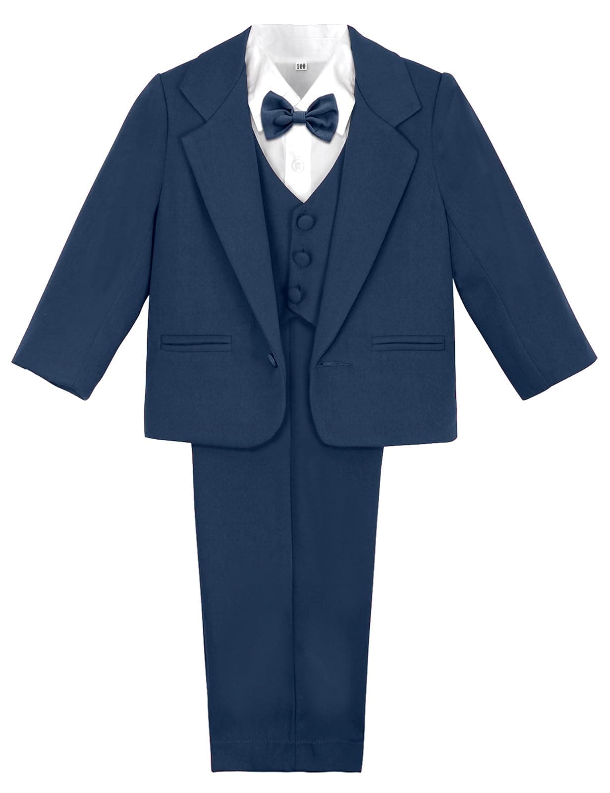 A&J DESIGN Baby Suit Toddler Boys Tuxedo Kids Formal Church Wedding Dress Ring Bearer Outfit Navy Blue 2-3T