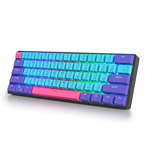 surmen GT61 60% Mechanical Gaming Keyboard 60 Percent RGB Backlit Hot-Swappable Wireless/Wired Compact Mini Keyboards Bluetooth 5.0 Keyboard Programmable/N-Key Rollover (Red, Joker)