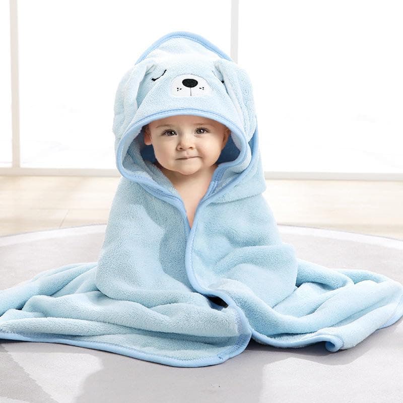 TERI BERI Baby Hooded Towel, Soft and Hypoallergenic Baby Bath Towels with Hood for Toddler Infant Newborn, Large and Absorbent Toddler Towels for Baby Boy Girl (31 x 31 inch) (Blue Puppy)
