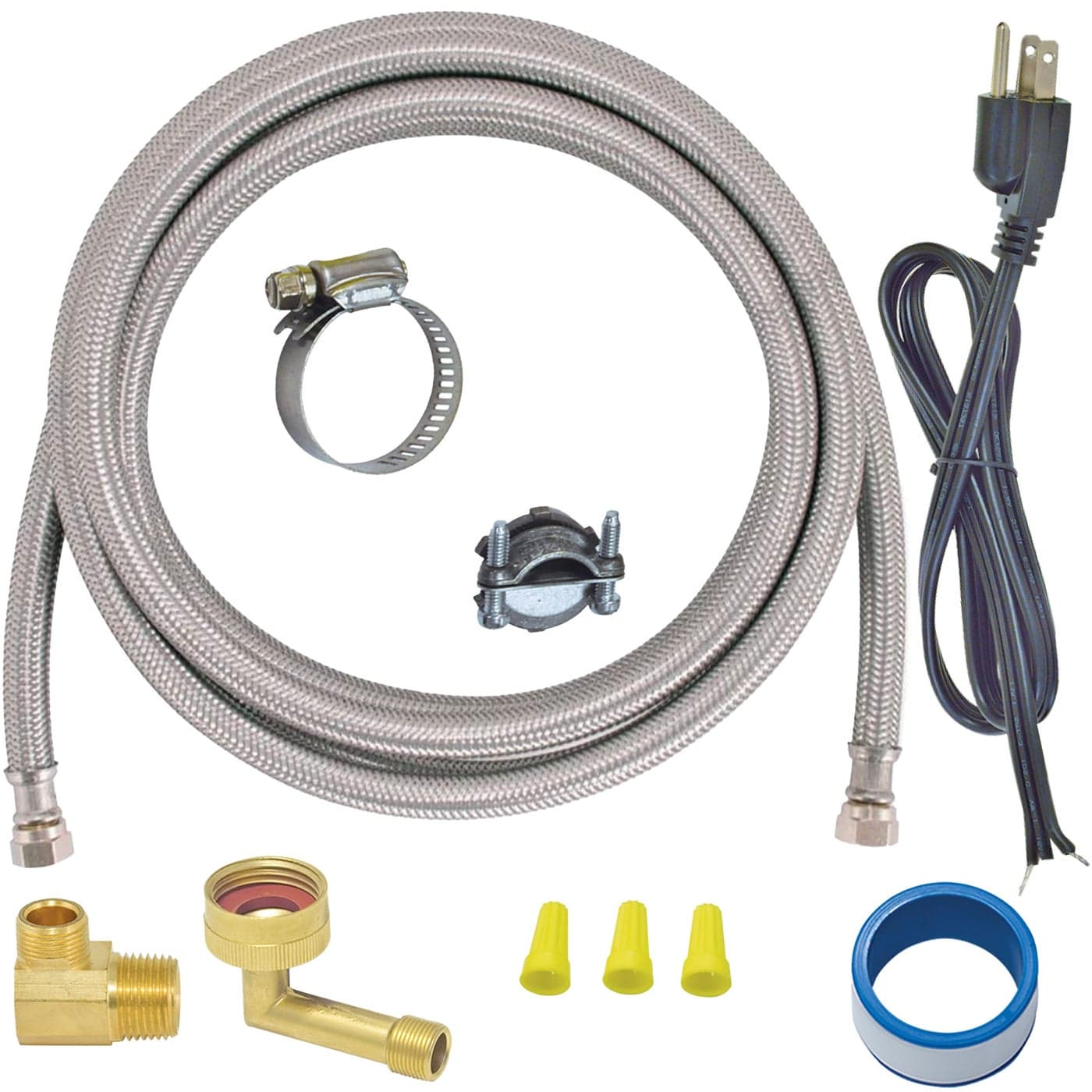 Eastman 6 Ft Dishwasher Installation Kit Braided Stainless Steel Supply Line with 38 Inch Compression Ends 3Prong Straight Power Cord 41150