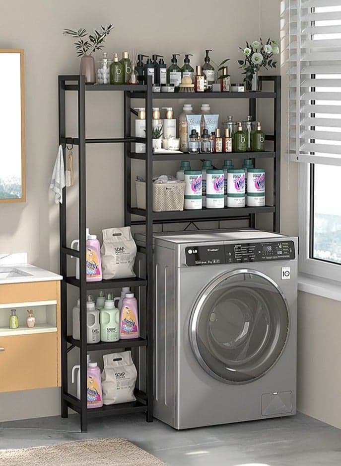 Extra Large 6-Tier Metal Toilet Drum Washing Machine Rack, Bathroom Corner Stand Storage Organizer Accessories, Free Standing Home Office Storage Rack, Large Bathroom Organizer for Space Saver