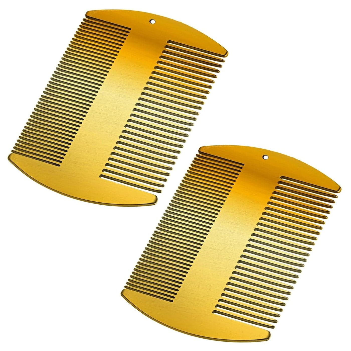 Boao 2 Pieces Metal Hair Combs for Women Men Beard Mustache Comb Lice Wallet Fine Cutting Teasing Barber Stainless Steel Hair Styling Dandruff Remove DreadlockGold