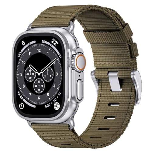 Nylon Watch Band for Apple Watch Ultra 3/2/1 Band 49mm 46mm 45mm 44mm 42mm(Series 1 2 3), Adjustable Breathable iWatch Straps for Apple Watch Ultra Bands for Men 11/10/9/8/7/6/SE/5/4/3/2/1