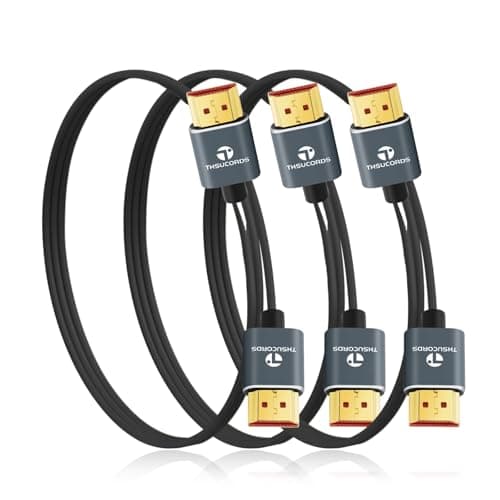 Thsucords Ultra Thin 8K 4K HDMI Cables 15FT 3 Pack Slim Flexible Soft High Speed HDMI 21 Lead Support 4K120Hz 8K60Hz 48Gbps for Roku TVHDTVPS5Bluray