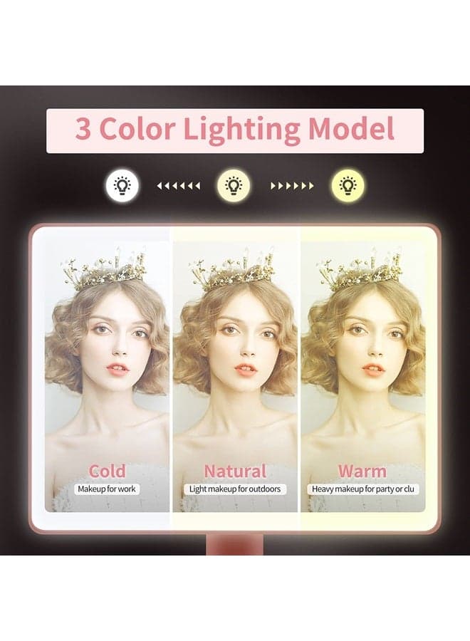 Large Lighted Vanity Makeup Mirror (X-Large Model)- 3 Color Lighting Modes Light Up Mirror with 88 LED, 360° Rotation Touch Screen and 10X Magnification Tabletop Cosmetic Make Up Mirror(Rose Gold)