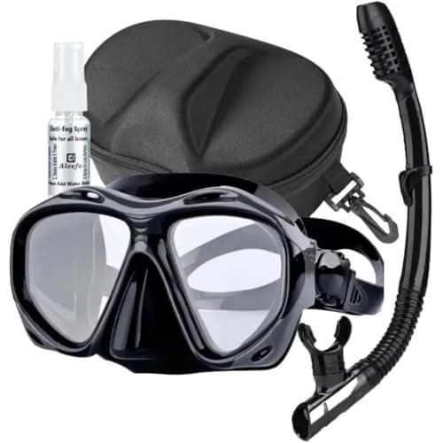 Hyperopia Diving Mask 20 to 50 Farsighted Presbyopia Snorkel Mask Tempered Glass Lens AntiFog Leakproof Silicone Seal for Men Women Underwater Vision 20 with Snorkel
