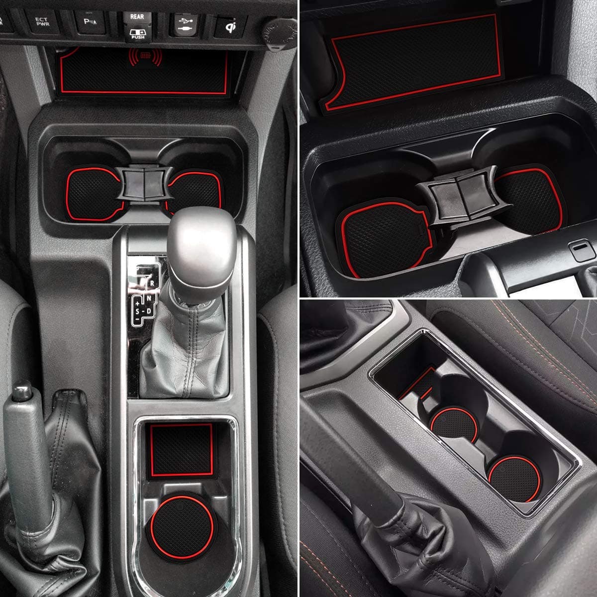 Auovo 18pcs Antidust Mats for Toyota Tacoma Accessories 2023 2022 2021 2020 2016 2017 2018 2019 Car Cup Holder Inserts Center Console Door Pocket Liner Premium Custom Interior Double Cab Red