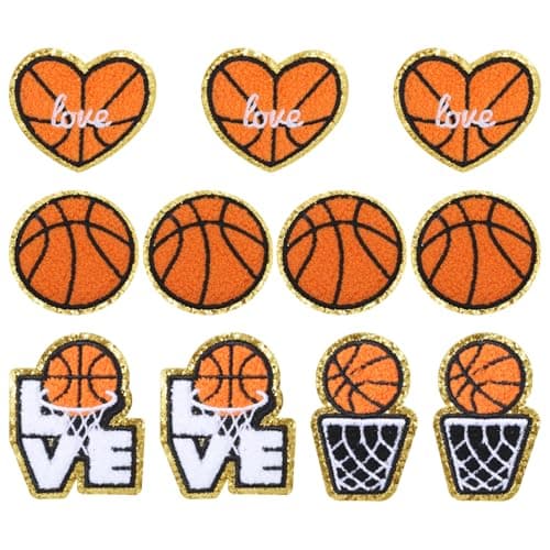 11 PCS Basketball Iron On Patches Chenille Patches Iron on Sew on Embroidered Basketball Patch Applique Sports Badge Patch DIY Sew Accessories for Jeans Jackets Clothing 4 Styles